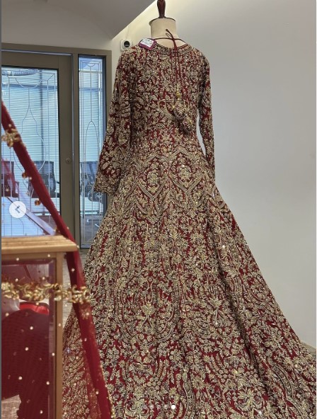 Pakistani reception dress with shimmer tissue fabric