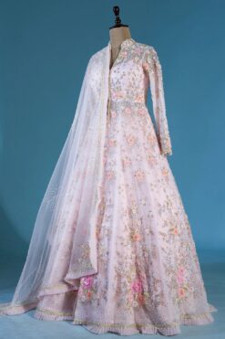 Pakistani Pink Pastel Bridal Anarkali Handmade - DN-1066