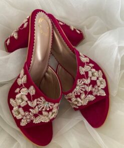 High Heels / Indian Heels / Wedding Wear Heels / Red Heels / Bridal Heels / Embroidered Heels / Bridal Footwear - DN-2070
