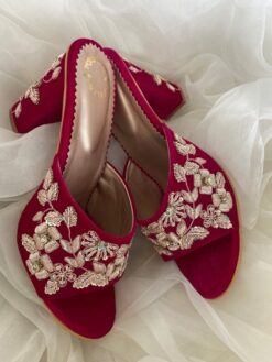 High Heels / Indian Heels / Wedding Wear Heels / Red Heels / Bridal Heels / Embroidered Heels / Bridal Footwear - DN-2070