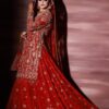 Traditional Red Designer Pakistani Bridal Kameez with long Trail lehenga and Embroidery Bespoke - DN-1154