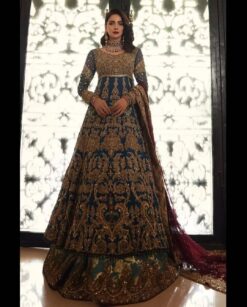 Classy Designer Pakistani Walima Long Anarkali with lehenga and Embroidery Bespoke - DN-1138