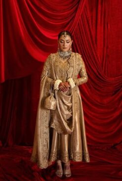 Golden Anarkali Pakistani Party Wear Suit Design by sakshi sindhi - DN-1034