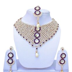 Purple Patwa Partywear Necklace set With Mang Tika - DN-2016