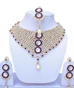Purple Patwa Partywear Necklace set With Mang Tika - DN-2016