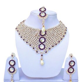 Purple Patwa Partywear Necklace set With Mang Tika - DN-2016