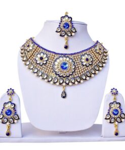 Party Wear Blue Meenakari Kundan & CZ Stone Set - DN-2018