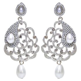 White silver Pearl designer Earring - DN-2025
