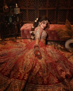 TRADITIONAL INDIAN BRIDAL LEHENGA CHOLI WITH EMBELLISHMENT - DN-1677