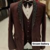 Brown Designer Partywear Tuxedo suit with Embroidery Bespoke - DN-1272