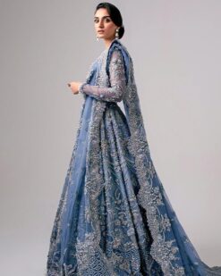 Classy Blue Designer Indian Wedding lehenga choli with Silver Embroidery - DN-1367
