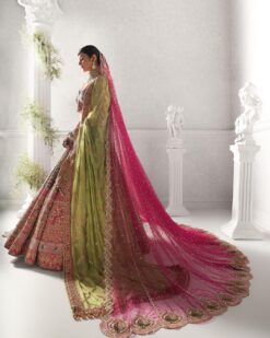 Classy Indian Bridal Lehenga Choli with long Veil and Embellishment - DN-1360