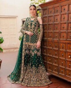 Pakistani Green Sharara with Short Kurti Designs collection - DN-1421