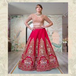 Designer Red Indian Bridal lehenga choli with Embroidery Bespoke made to order - DN-1242