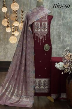 Pashmina Suits Combo Yellow And Maroon Latest designer Replica Fine Quality sale - DN-1000