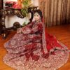 TRADITIONAL PAKISTANI BRIDAL LONG TRAIL LEHENGA WITH GOLDEN EMBROIDERY - DN-1668