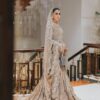 WEDDING IVORY BRIDAL GOWN WITH EMBROIDERED LONG TRAIL - DN-1955