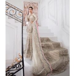 Wedding Long Trail Bridal Lehenga with Embroidery Peplum Top - DN-1969