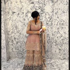 Designer Partywear Peplum with Sharara and Embroidery Bespoke made to order - DN-1281