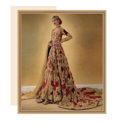 Pakistani Designer Wedding Long Trail Split Anarkali with Embroidered Lehenga - DN-1609