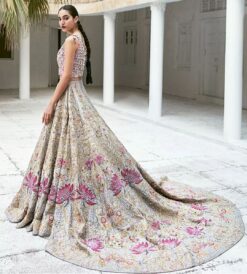 Designer Long-Trail Floral Embroidered Bridal Lehenga With Crop Top- DN-1991