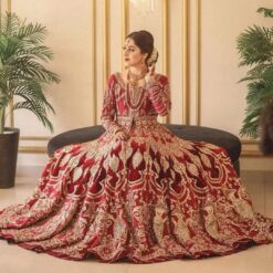 WEDDING RED ANARKALI BRIDAL LEHENGA WITH EMBELLISHMENT - DN-1995