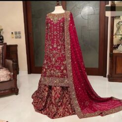 Rani Pink Designer Pakistani wedding lehenga with kurti and Embellishment - DN-1387