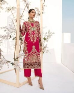 Pink Designer Partywear long kurti with Pant Palazzo and Embellishment - DN-1385