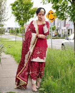 Red Designer wedding Salwar kameez with embroidery Bespoke made to order - DN-1217