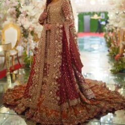 Red Designer Pakistani Embroidered Lehenga with kurti - DN-1568
