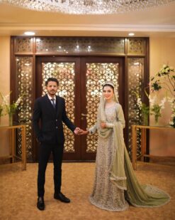 Classy Pakistani  Wedding Gown With Long Trail And Embellishment - DN-1646