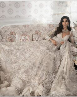 White Ivory Indian Pakistani Long Wedding veil Trail Shadi Jora - DN-1094