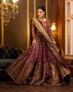 TRADITIONAL EMBROIDERED LONG ANARKALI WITH LEHENGA AND  EMBELLISHMENT - DN-1893