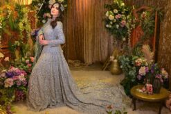 Designer Pakistani Waleema Long Trail Gown with Embroidery - DN-1516
