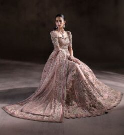 Pakistani Latest Wedding Bollywood Peach Dusty pink Long lehenga - DN-1096