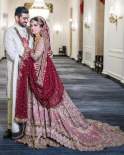 WEDDING LONG TRAIL LEHENGA WITH EMBROIDERY LONG KURTI - DN-1947