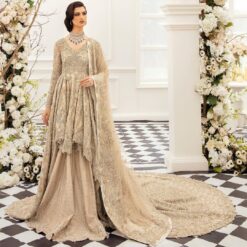Classy Designer Pakistani Wedding Embroidered Long Trail Peplum with lehenga Bespoke - DN-1197