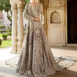 TRADITIONAL BRIDAL LONG TRAIL GOWN WITH EMBELLISHMENT - DN-1943