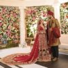 TRADITIONAL RED WEDDING LONG TRAIL GOWN WITH GOLDEN EMBROIDERY - DN-1945