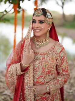 Royal Red Pakistani Bridal Lehenga with Heavy Zardozi work - DN-1020