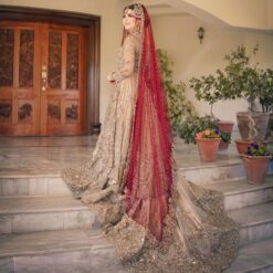 WEDDING PEPLUM WITH LONG TRAIL LEHENGA WITH EMBELLISHMENT - DN-1935