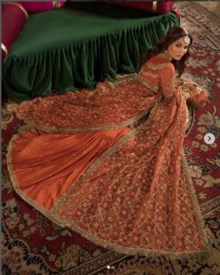 Orange Wedding Garara Collection Bollywood Style Pakistani Bespoke Fashion - DN-1107
