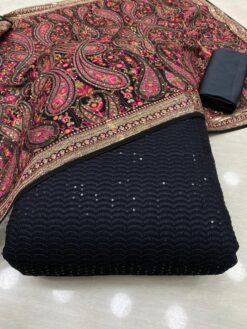 Designer Long Black Suits With Kashmiri Duptta - DN-1086