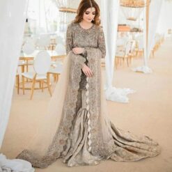 TRADITIONAL WEDDING  SHARARA  WITH SILVER EMBROIDERY - DN-1930