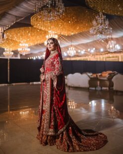 TRADITIONAL RED WEDDING LEHENGA WITH GOLDEN EMBROIDERY - DN-1923