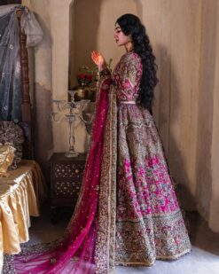 Pink Designer Indian Bridal lehenga with Crop Top and Embellishment - DN-1494