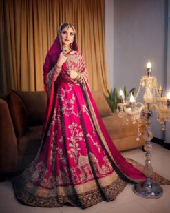 Classy Pink Pakistani Waleema Anarkali with Embroidery - DN-1492