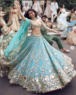 Viral Mirror Work Bridal Lehenga 2025 | Glamorous Aqua Blue Look - DN-1036
