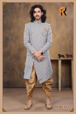 Reception Grey Sherwani For Groom - DN-2043
