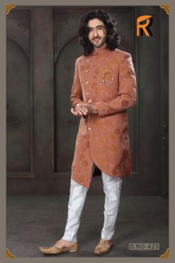 wedding coffee color groom sherwani - DN-2038